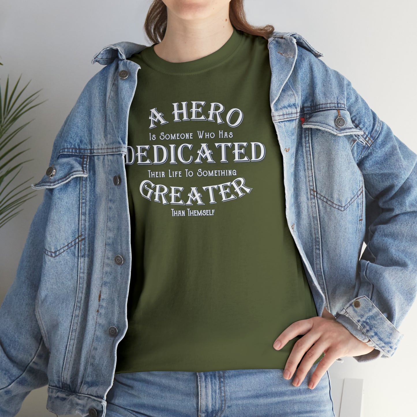 A Hero is someone who has Dedicated their life to something Greater than themselves - United Services Flag - Heavy Cotton Tee